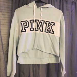 Light Blue PINK Cropped Hoodie